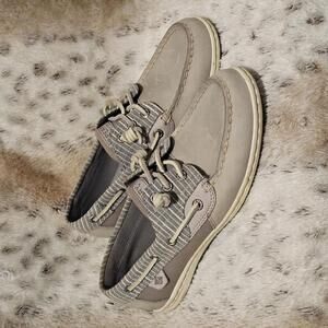 Sperry Songfish Gray with Stripes Boat Shoe 7.5 NWOT